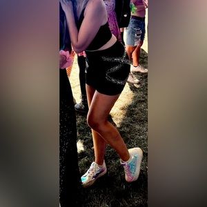 Black Beaded Mini Skirt